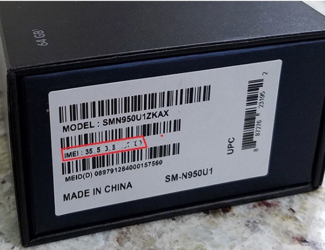 Kiểm tra IMEI trên hộp máy 