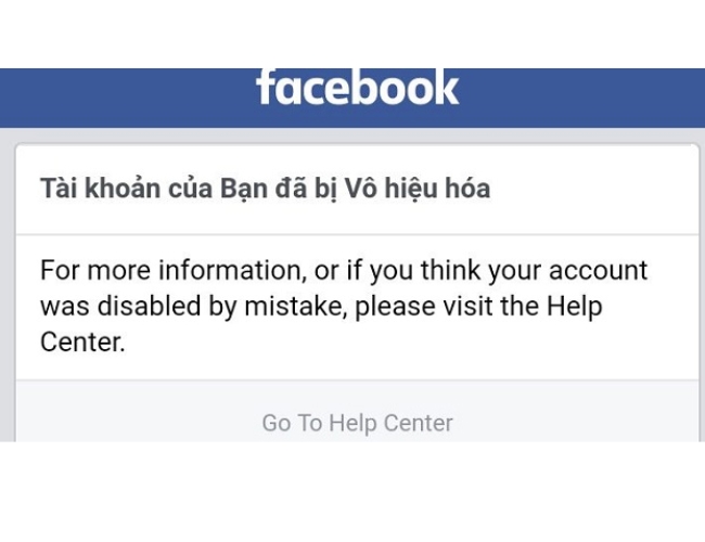 Tài khoản bị vô hiệu hóa vĩnh viễn