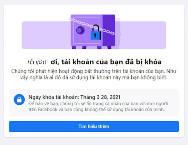Tài khoản có hoạt động bất thường