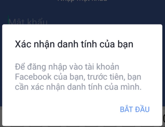 Tài khoản Facebook chưa xác thực thông tin cá nhân