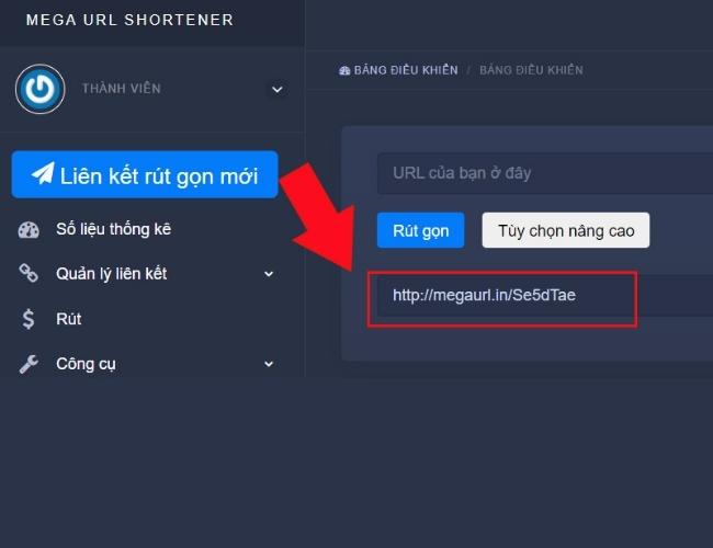 Trang web rút gọn link MegaURL.in