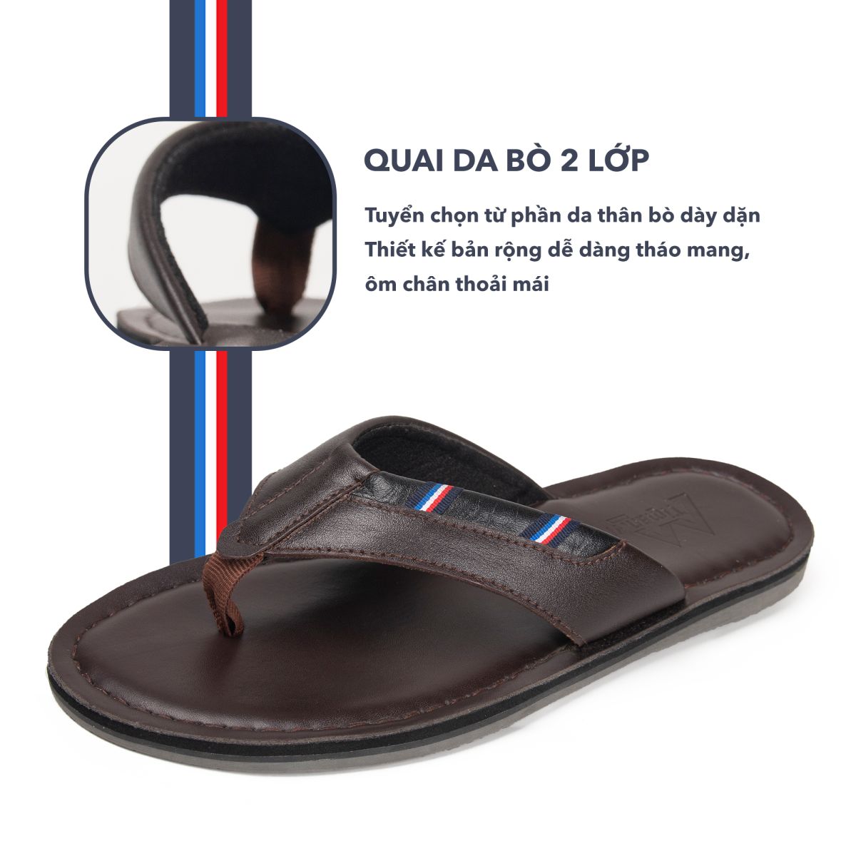 Dép kẹp da bò nam DK41 cao cấp