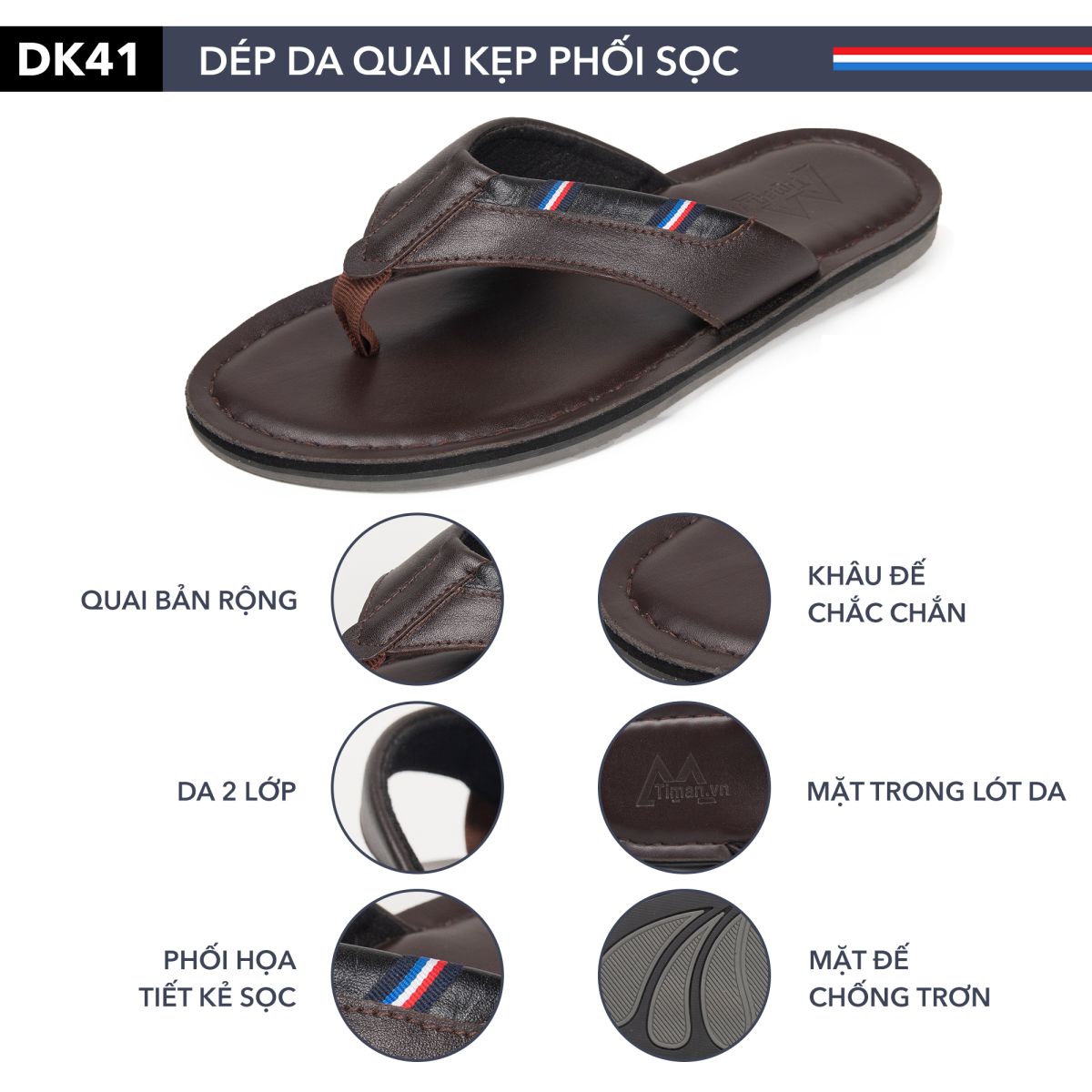 Dép kẹp da bò nam DK41 đẳng cấp