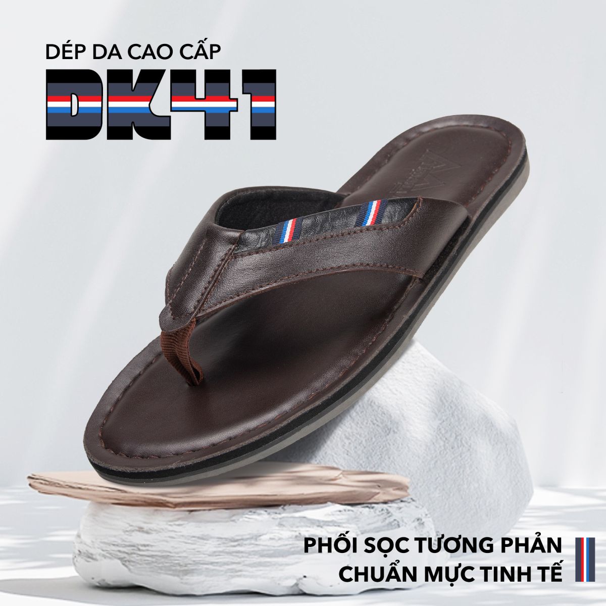 Dép kẹp da bò nam DK41 thiết kế nam tính