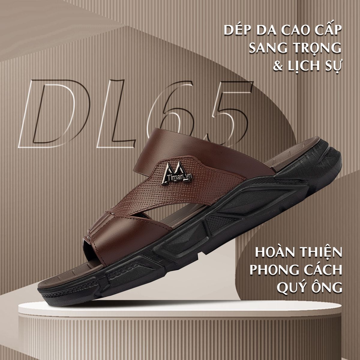 Dép quai ngang nam dl65 phom dáng sang trọng
