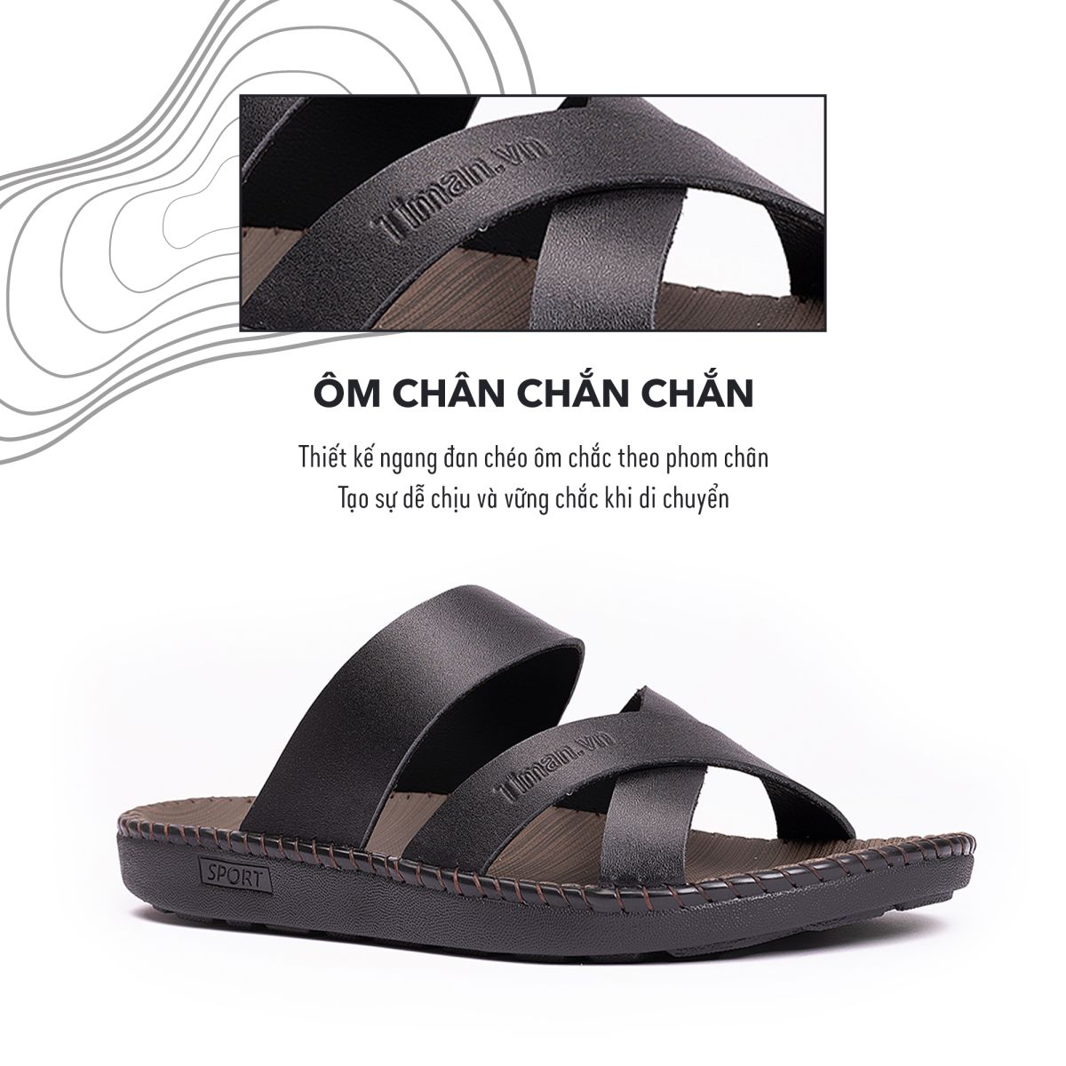 Dép quai ngang nam TM-DK07 ôm chân chắc chắn
