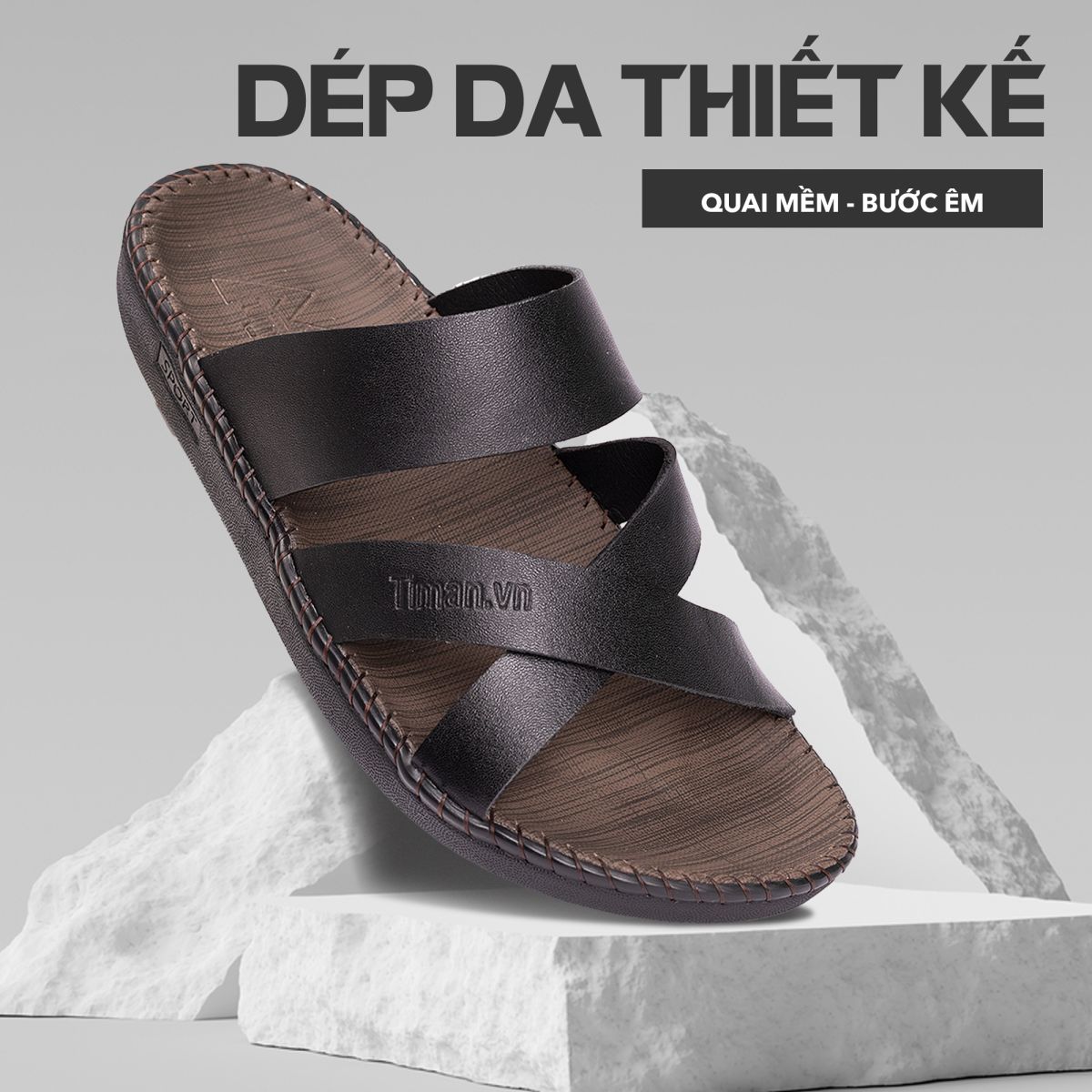 Dép quai ngang nam TM-DK07 thiết kế thủ công
