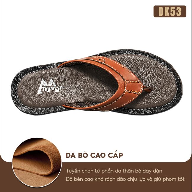 Dép xỏ ngón nam DK53 da bò nguyên tấm