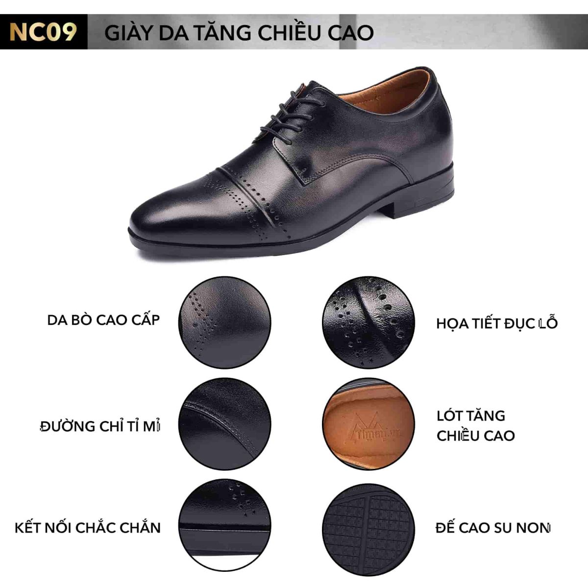 Giày casual nam NC09 tăng chiều cao