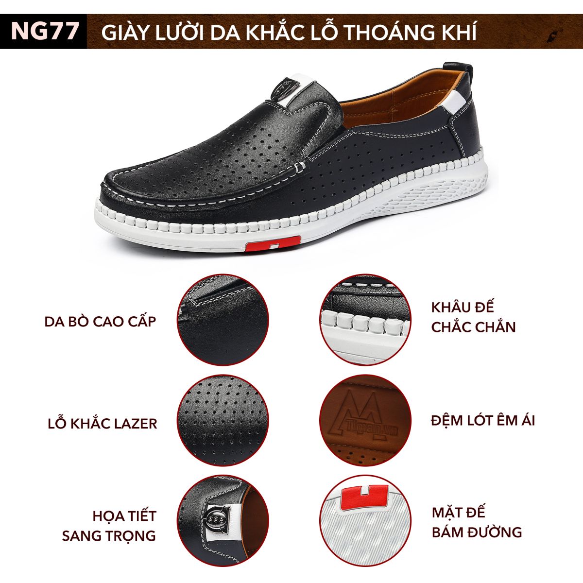 Giày lười da nam NG77 chính hãng