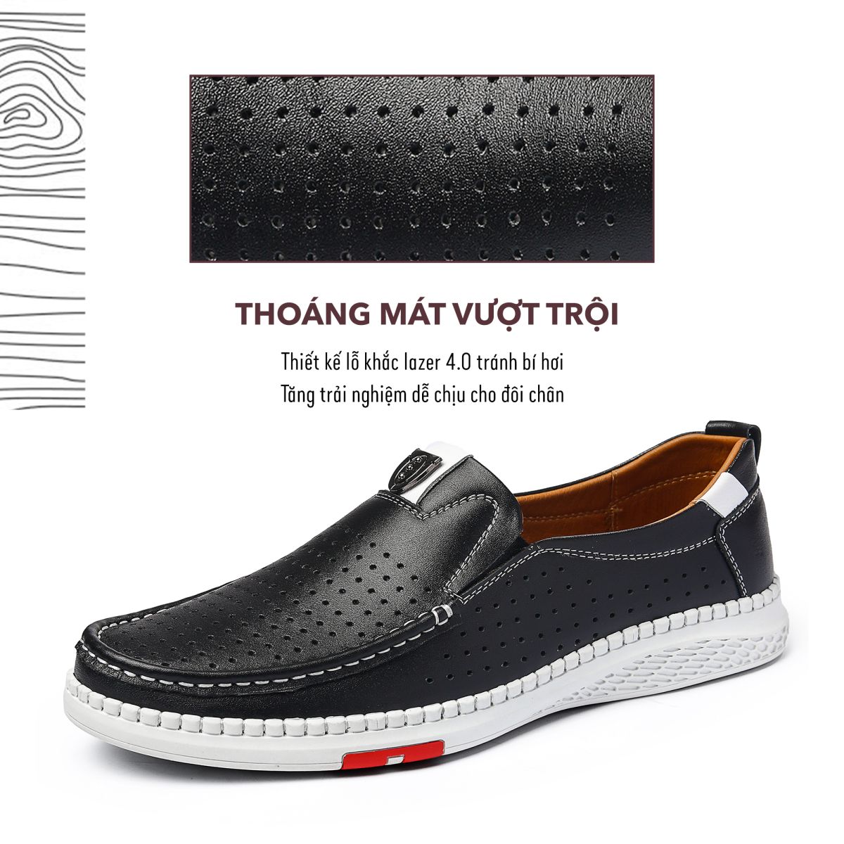 Giày lười da nam NG77 thoáng mát vượt trội