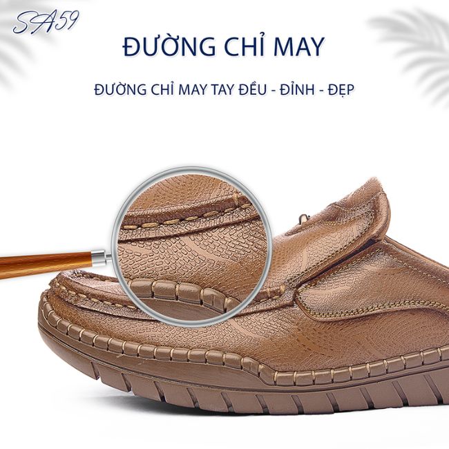 Giày sục nam SA59 chỉ may tay thủ công