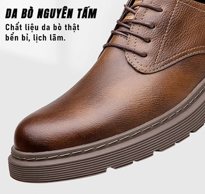 Giày derby nam TM-RK39 da bò nguyên tấm