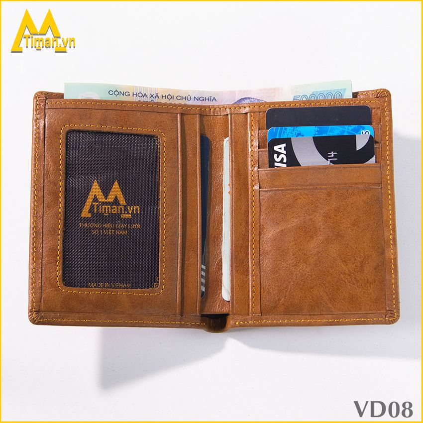 Ví da nam VD08 ngăn chứa rộng rãi và đựng nhiều đồ